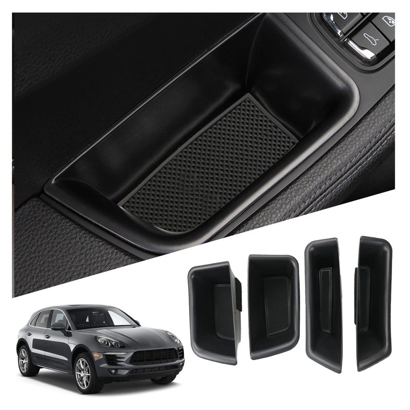RUIYA (4 Packs)for Macan Accessories Porsche Macan Door Storage Box 2015-2026 Porsche Macan Door Tray Organizer Secondary Storage Box Compatible with 2015-2025 2026 Porsche Macan S/T/GTS(Not for Macan EV) - Image 1